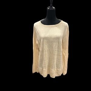 J. Crew Maize Yellow 100% Linen Crewneck Relaxed Fit Pullover Sweater S